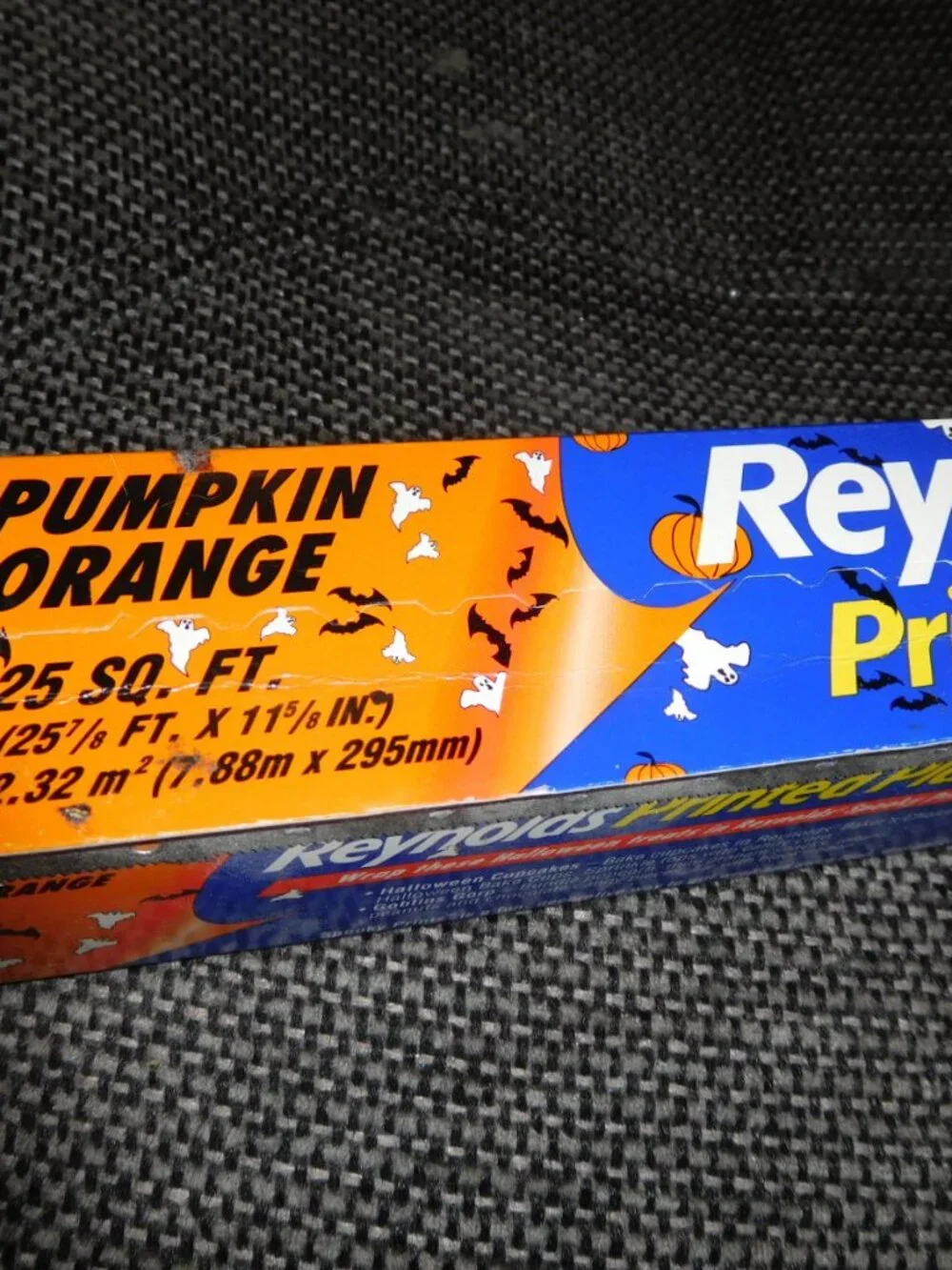Reynolds Vintage Printed Plastic Wrap Spooky Prints Pumpkin Orange Halloween